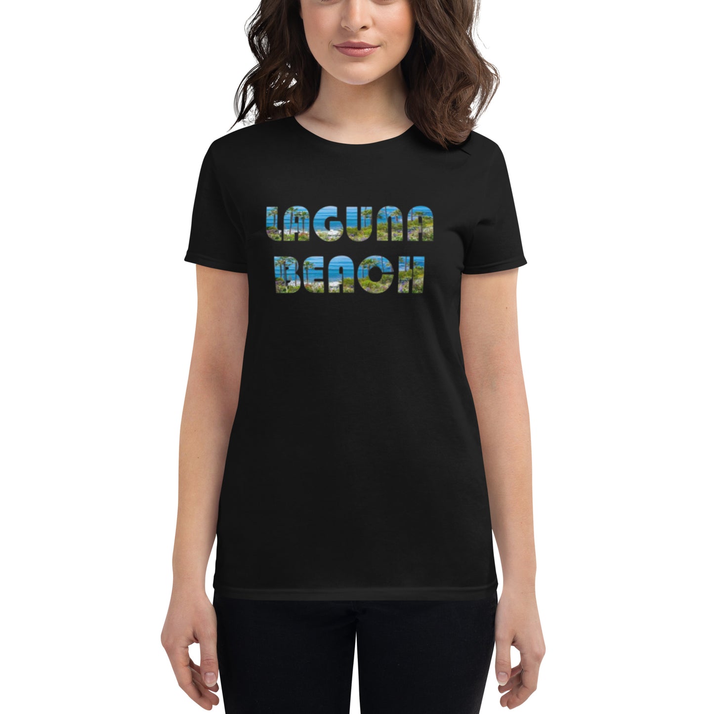 LAGUNA BEACH - Women's short sleeve t-shirt - blue logo