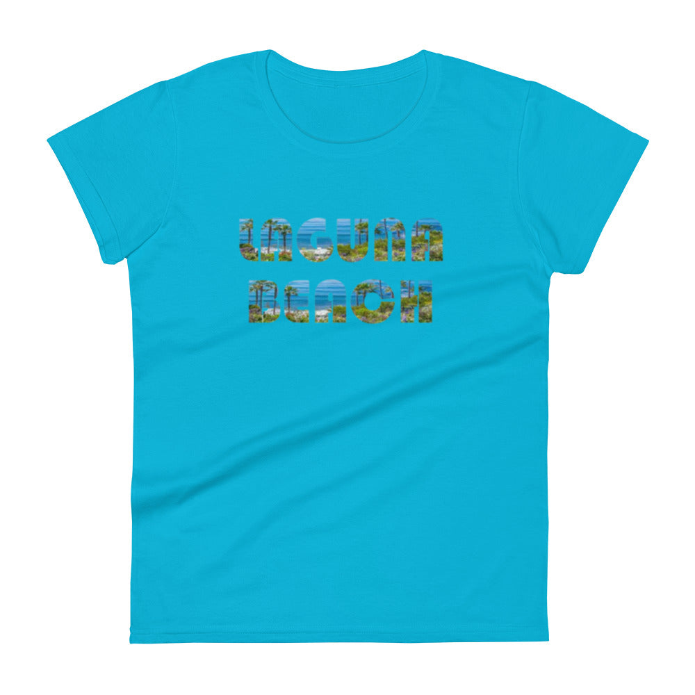 LAGUNA BEACH - Women's short sleeve t-shirt - blue logo