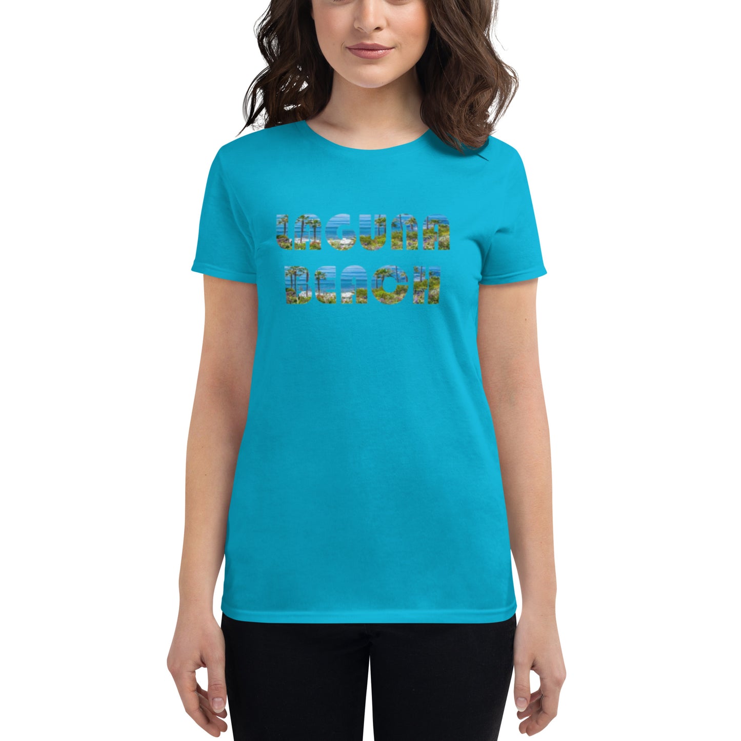 LAGUNA BEACH - Women's short sleeve t-shirt - blue logo