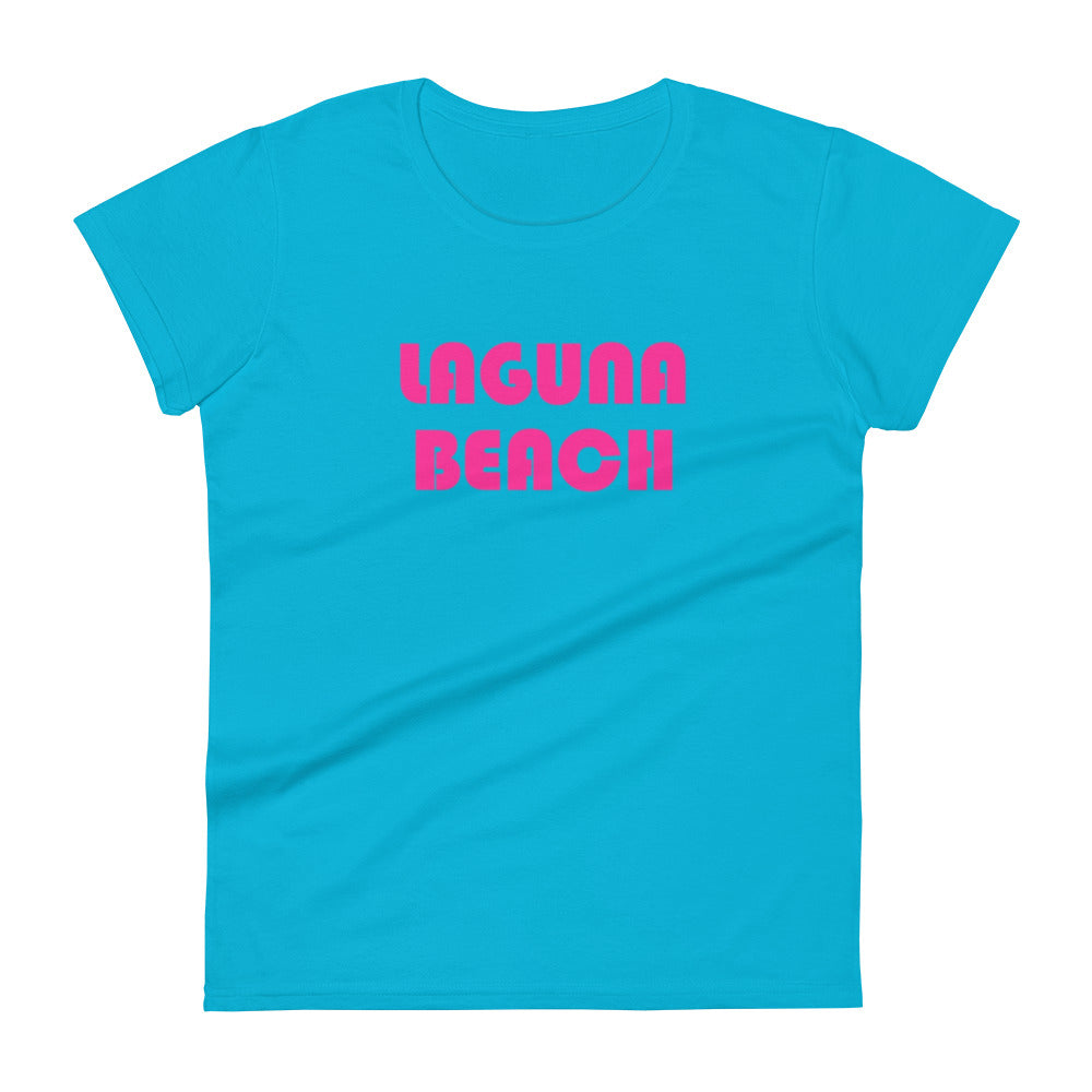 LAGUNA BEACH - Women's short sleeve t-shirt - pink logo