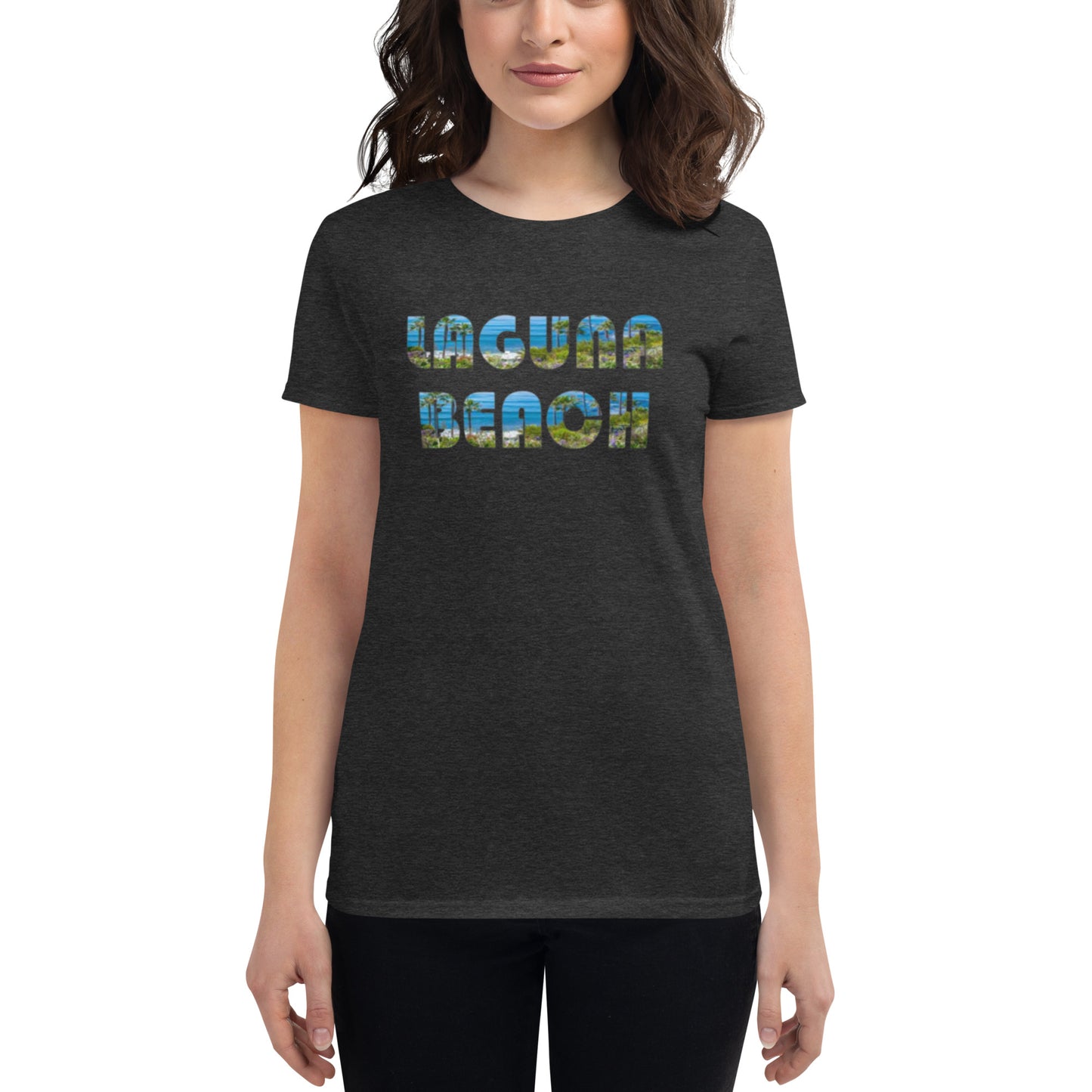 LAGUNA BEACH - Women's short sleeve t-shirt - blue logo