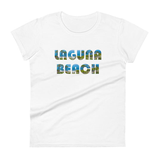 LAGUNA BEACH - Women's short sleeve t-shirt - blue logo