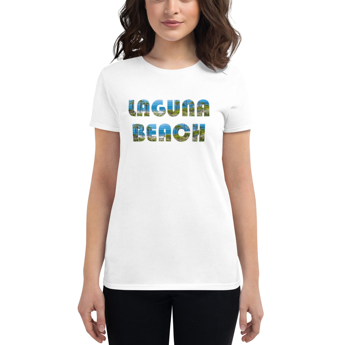 LAGUNA BEACH - Women's short sleeve t-shirt - blue logo