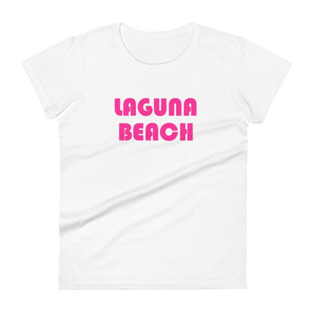 LAGUNA BEACH - Women's short sleeve t-shirt - pink logo